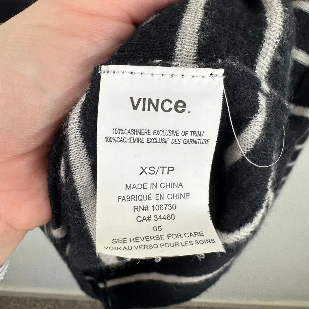 Vince Striped Lightweight Cashmere Sweater